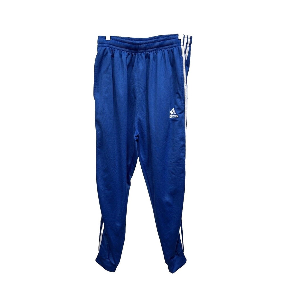 Adidas Men Tapered Cuff 3-Stripe Pants Blue 2XL Blue Jogger Pockets Elastic Wais